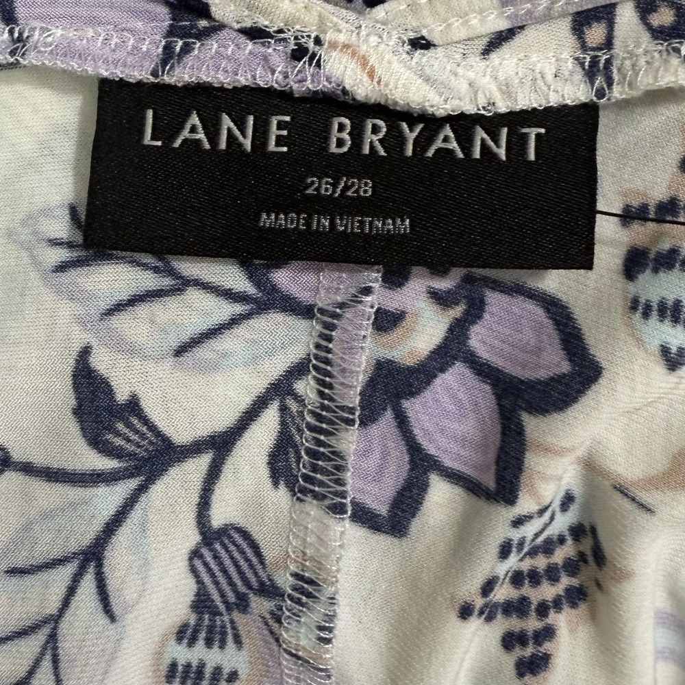 Lane Bryant Top Women's 26/28 Multicolor Floral Ruched Sleeve Casual Shirt - Picture 6 of 9